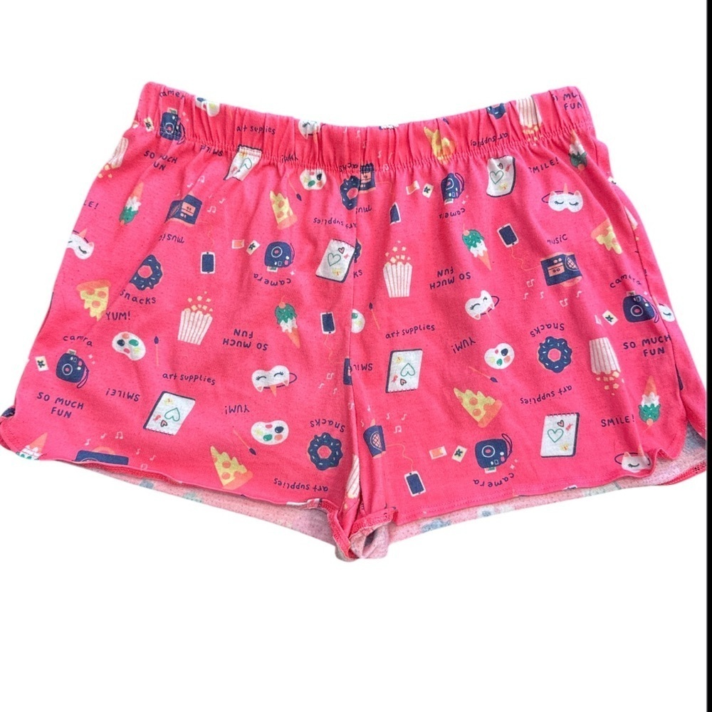 🟡 Cat & Jack Fun Printed Pink Loungewear Shorts Size 14-16 Girls